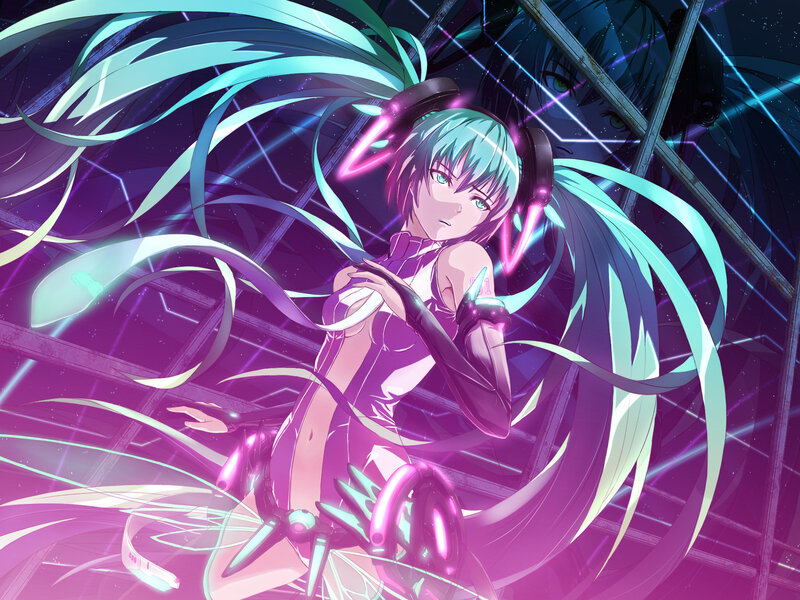 cyberpunk anime girl with glowing hair