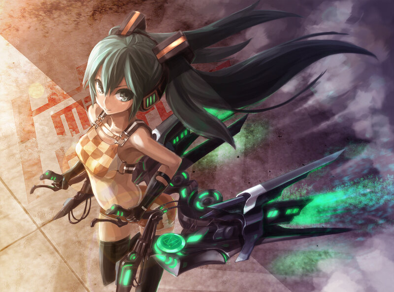 cyberpunk anime girl with weapon