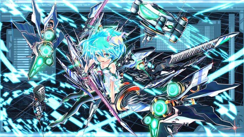 cyberpunk anime girl with weapons
