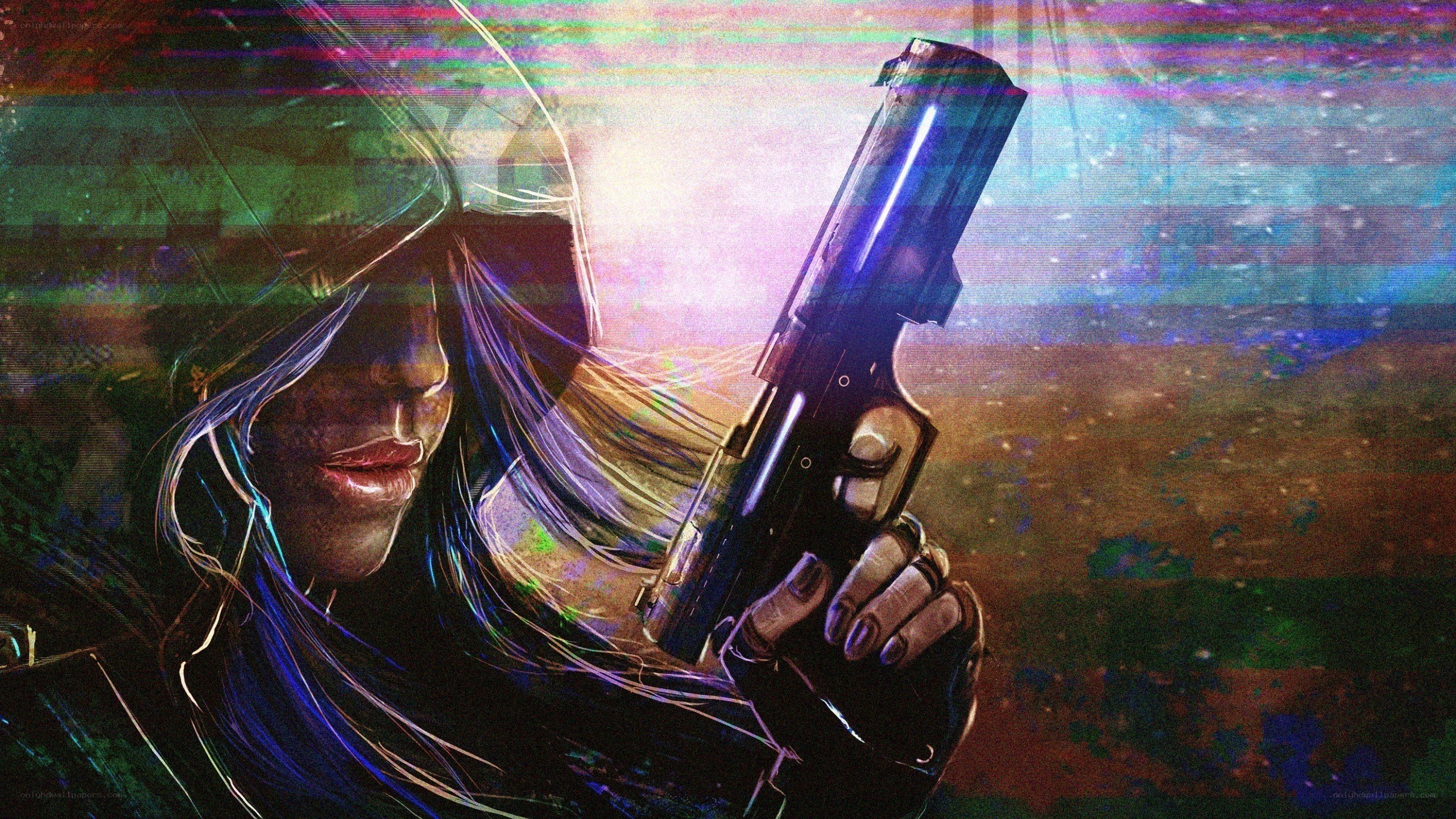 cyberpunk assassin with gun