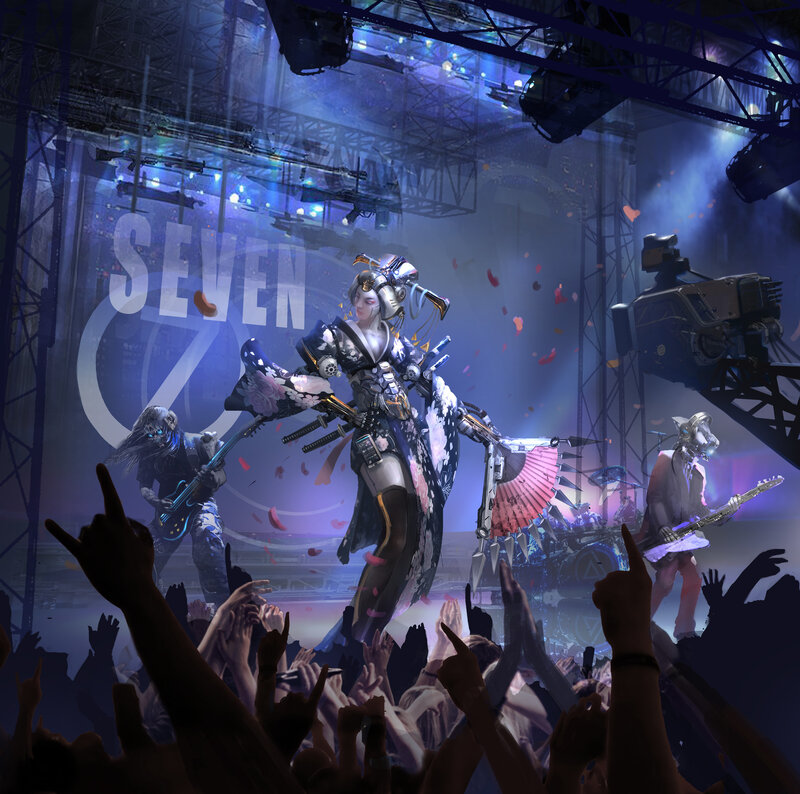 Cyberpunk Band on Stage — Blue