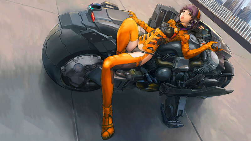 Cyberpunk biker girl