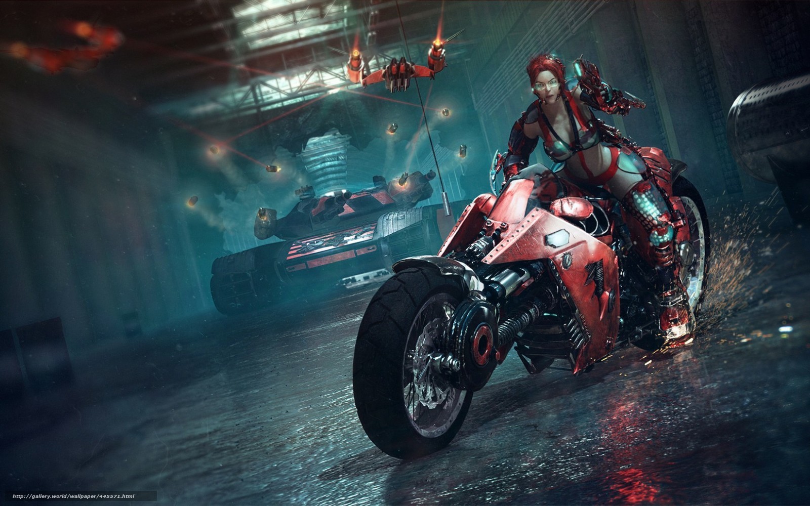 cyberpunk biker in action