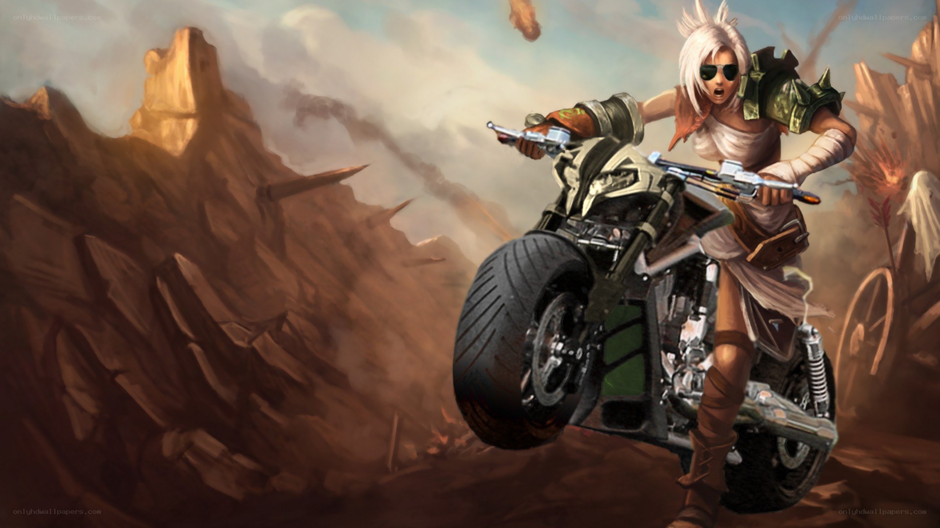 cyberpunk biker in desert