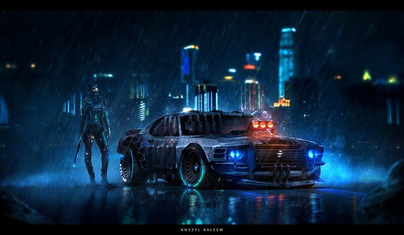 Cyberpunk Car and Soldier