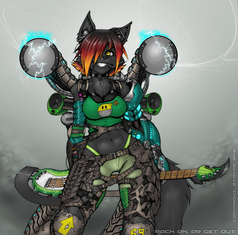 cyberpunk cat warrior