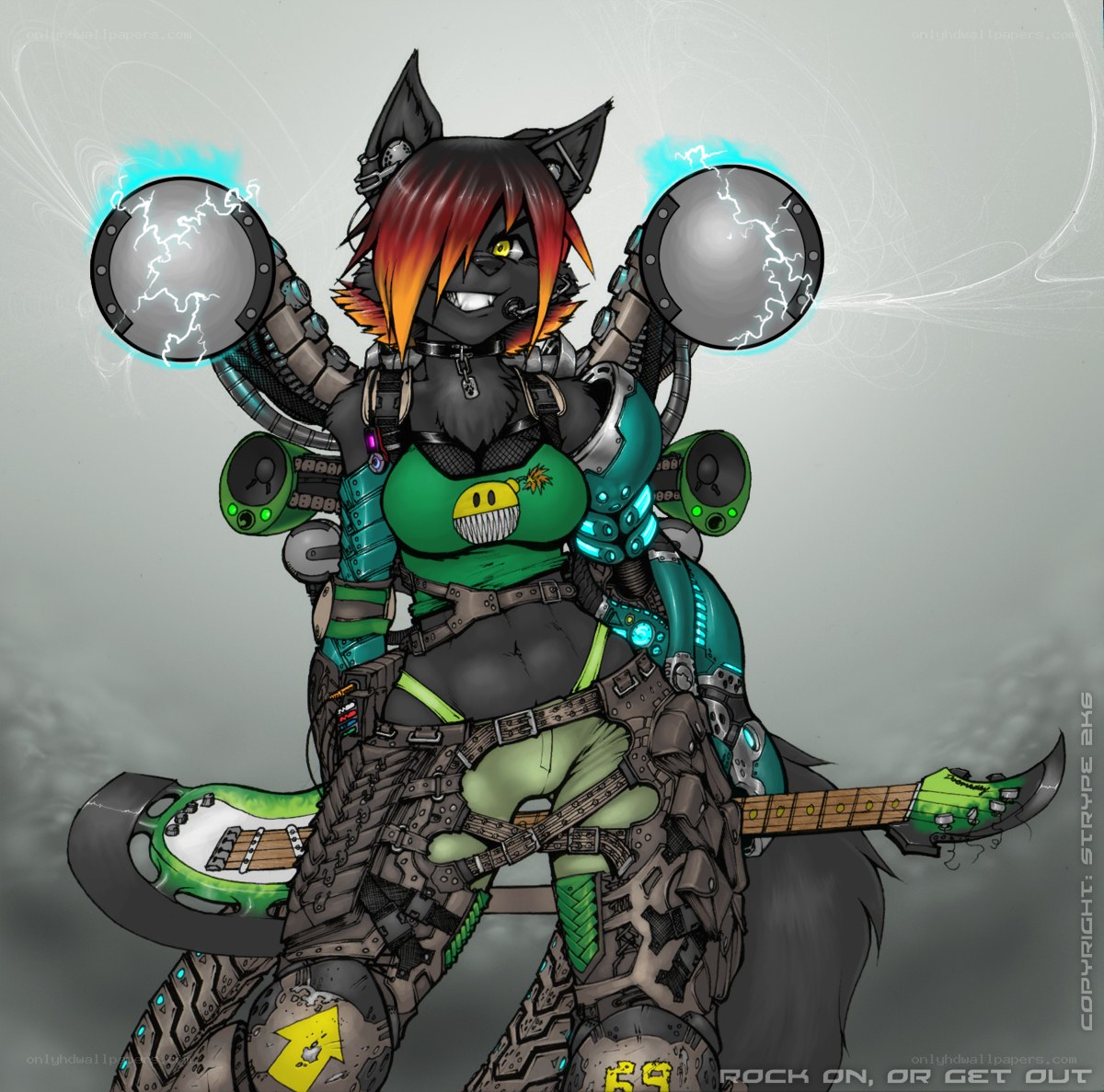 cyberpunk cat warrior