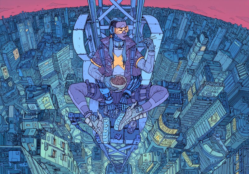 Cyberpunk Character Eating