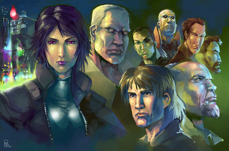 Cyberpunk character ensemble