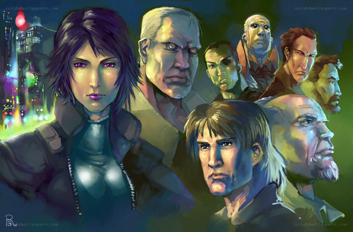 Cyberpunk character ensemble