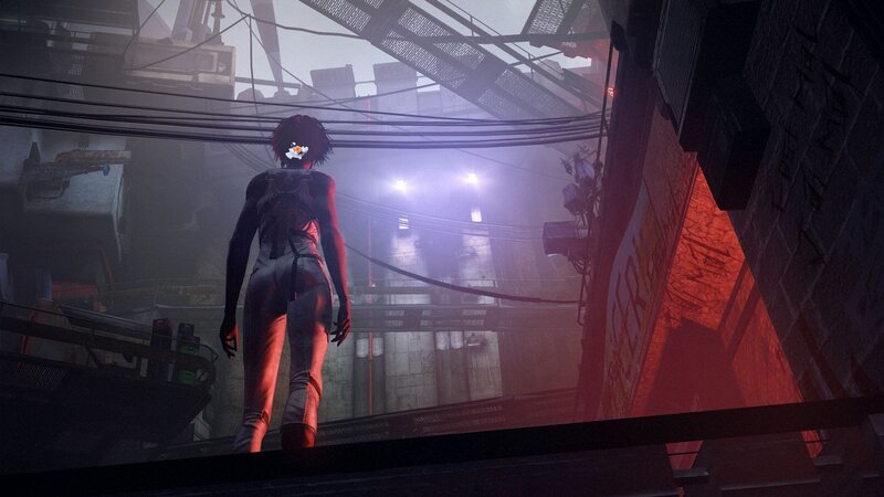 cyberpunk character in alley