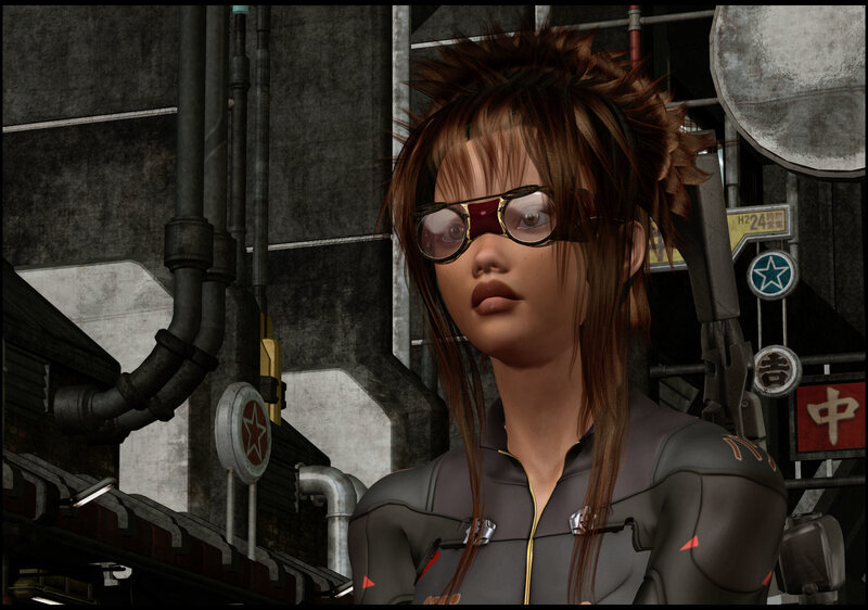 cyberpunk character in urban setting