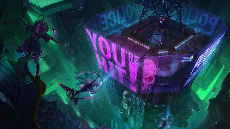Cyberpunk Character on Building