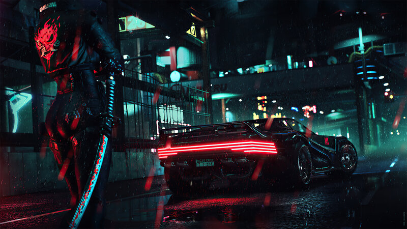 Cyberpunk Character with Car
