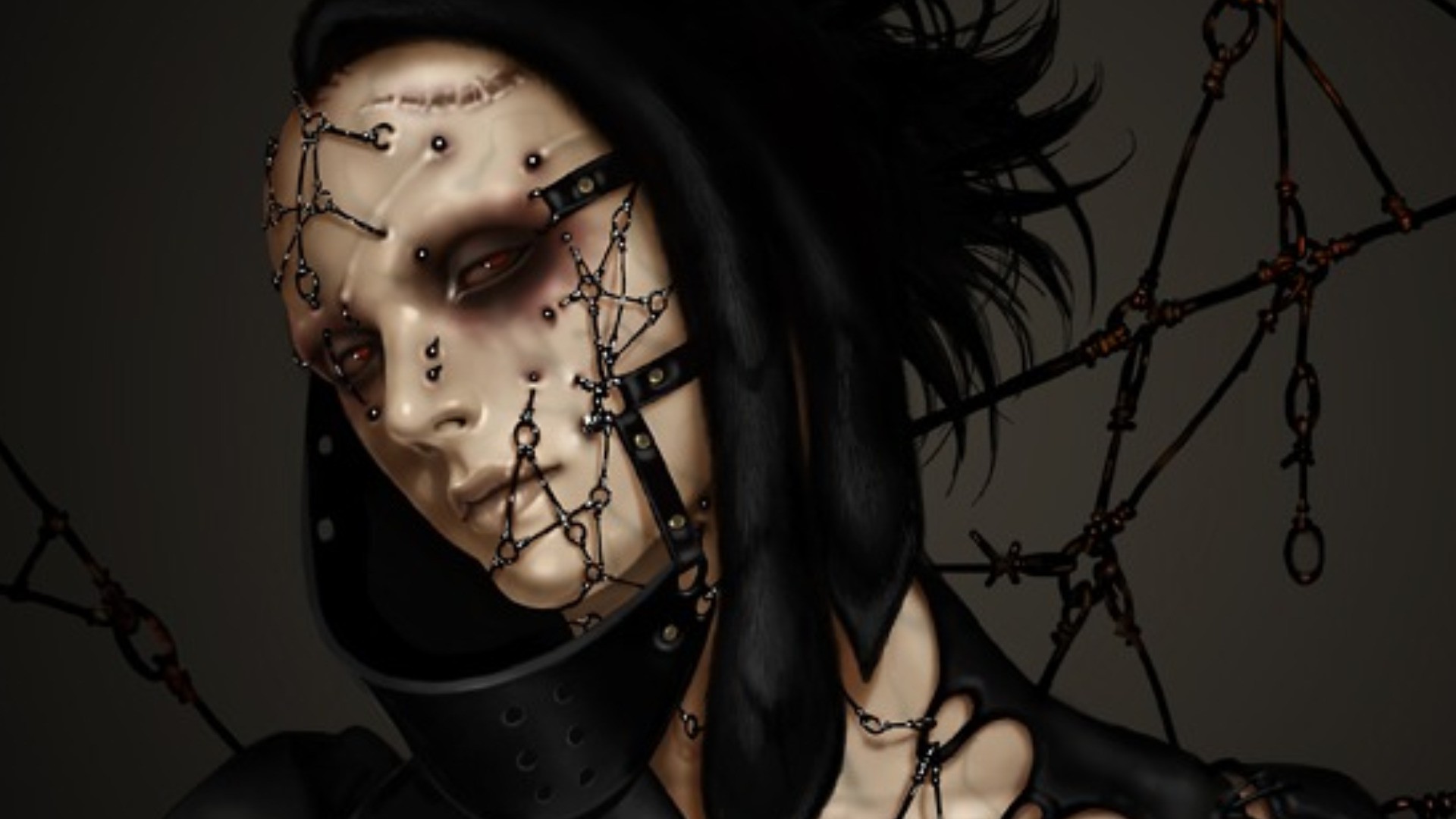 cyberpunk character with chains