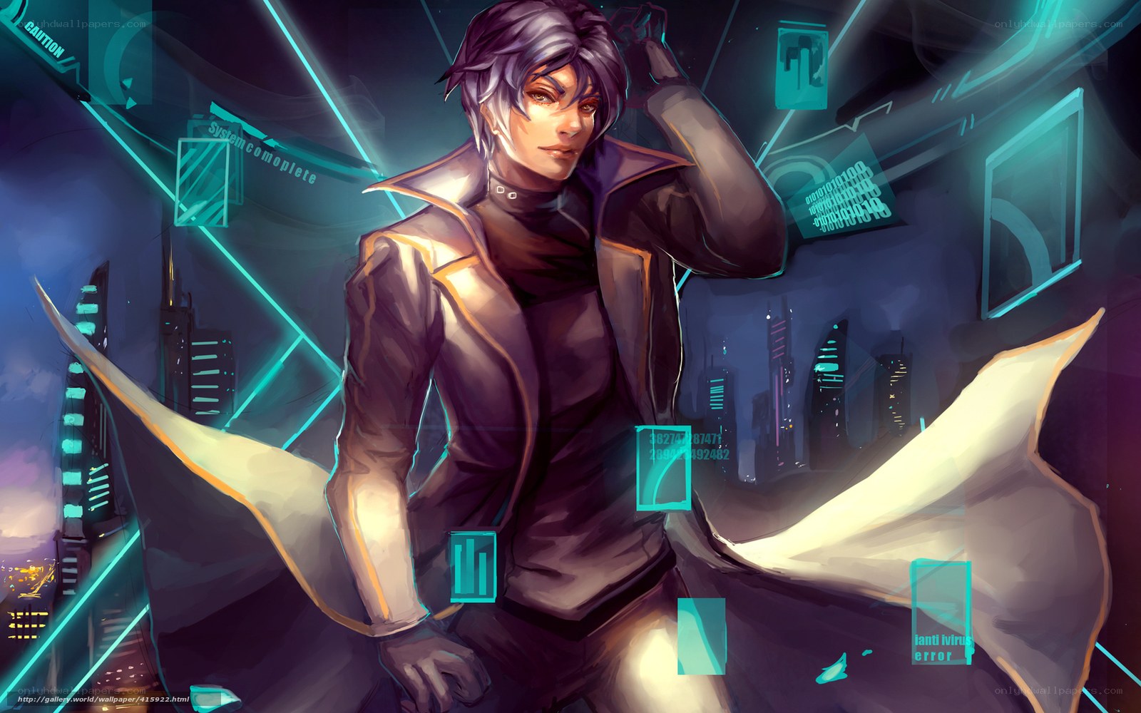 cyberpunk character with digital interface