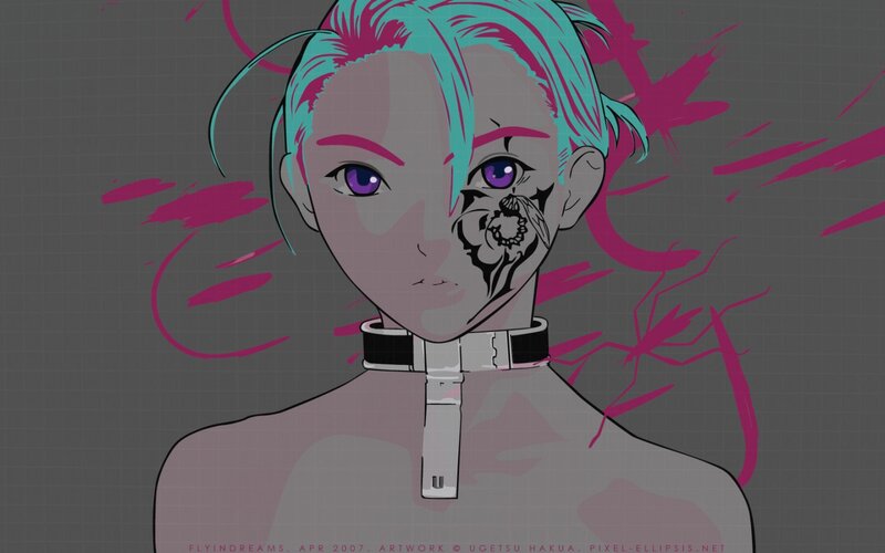 cyberpunk character with facial tattoo