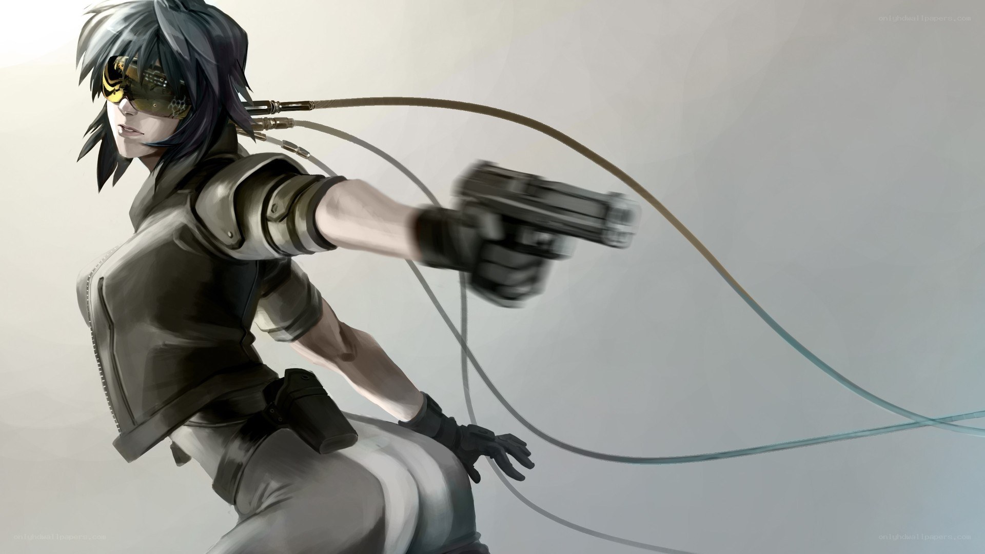 cyberpunk character with gun