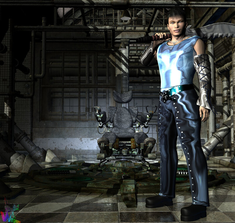 cyberpunk character with weapon