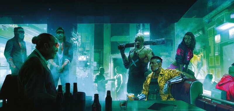 Cyberpunk Characters in Bar