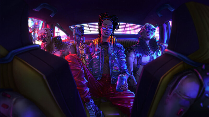 Cyberpunk Characters in Car