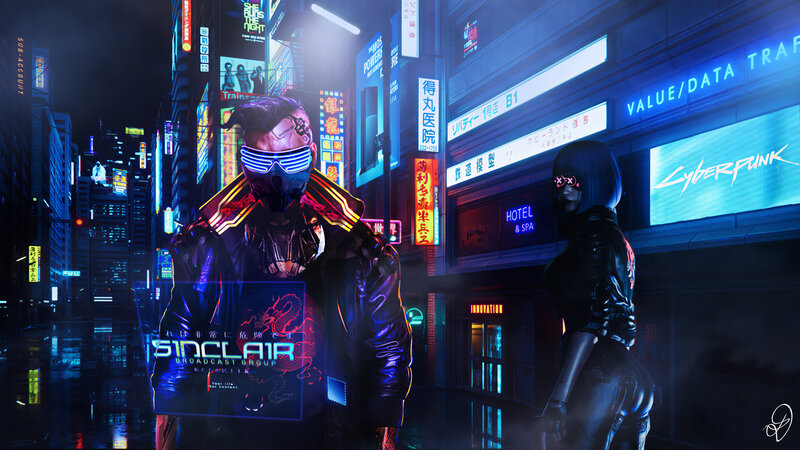 Cyberpunk Characters in City