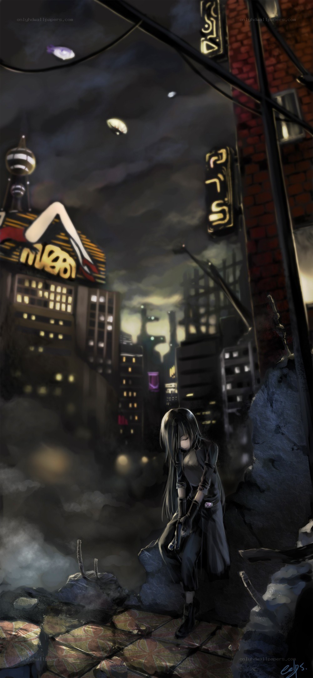 cyberpunk city ruins