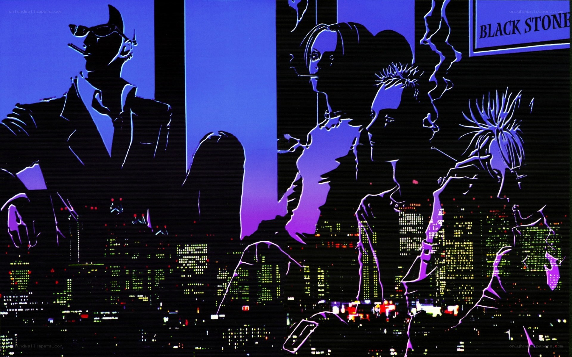 cyberpunk city silhouettes