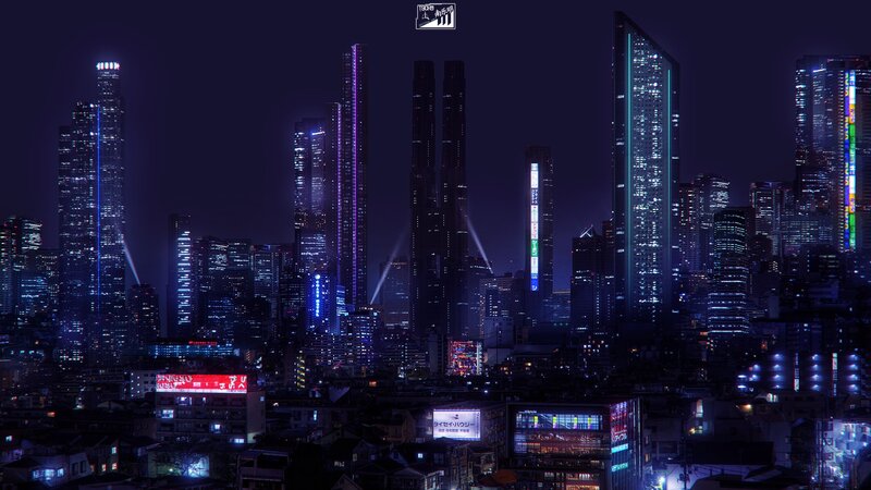 Cyberpunk City Skyline — Blue