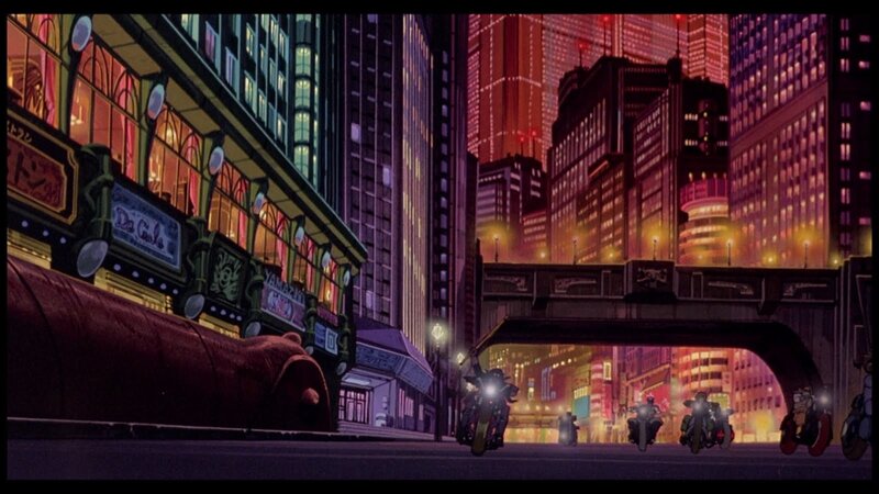 cyberpunk city street at night