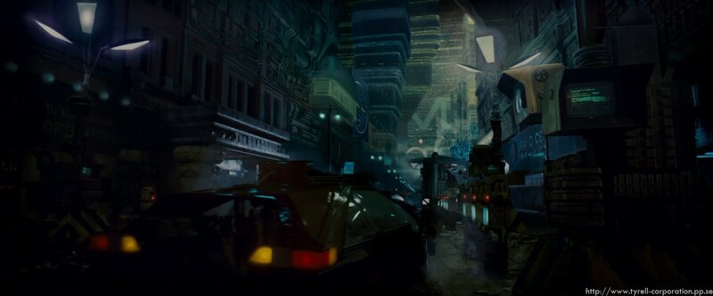 cyberpunk city street at night