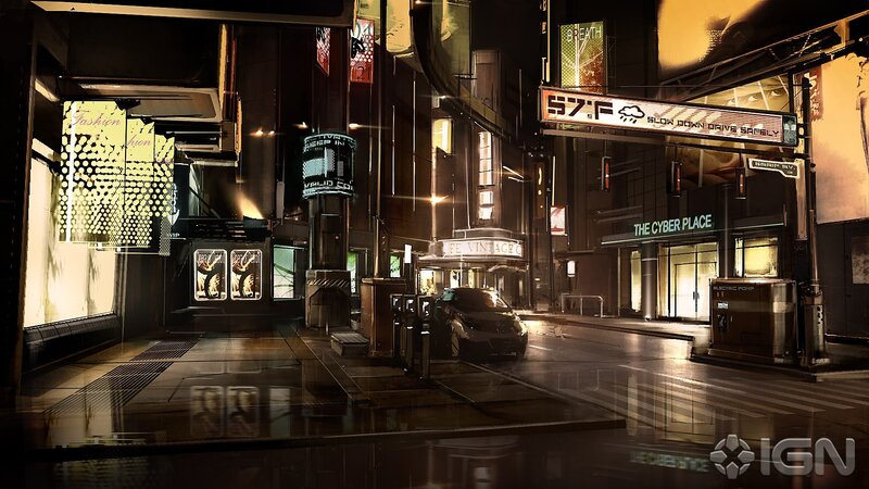 cyberpunk city street at night