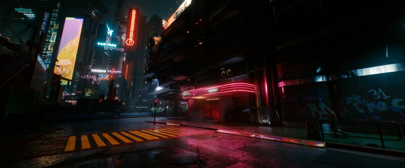 Cyberpunk City Street — Black, Dark, Futuristic, Night, 3d Render