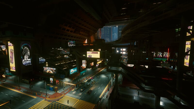 Cyberpunk City Street — Black, Dark, Futuristic, Night