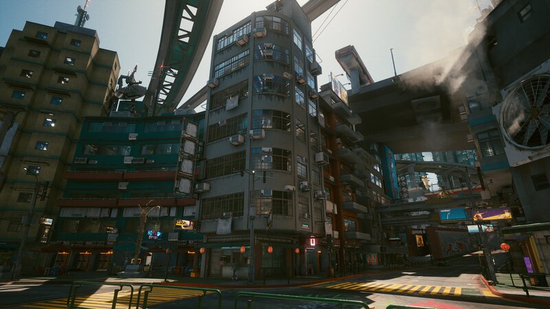 Cyberpunk City Street — Gray, Dramatic, Afternoon, 3d Render