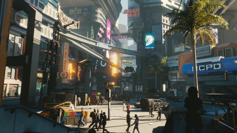 Cyberpunk City Street — Gray, Dramatic, Afternoon