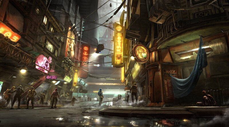 Cyberpunk City Street — Gray