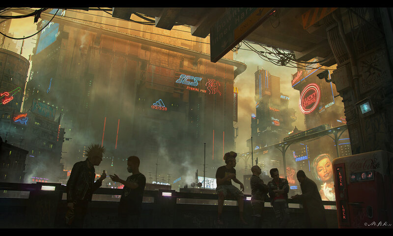 Cyberpunk City Street — Orange