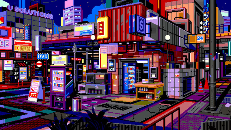 Cyberpunk City Street — Purple, Nocturnal, Night