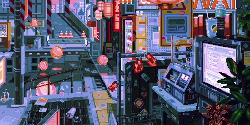Cyberpunk City Street — Purple, Nocturnal
