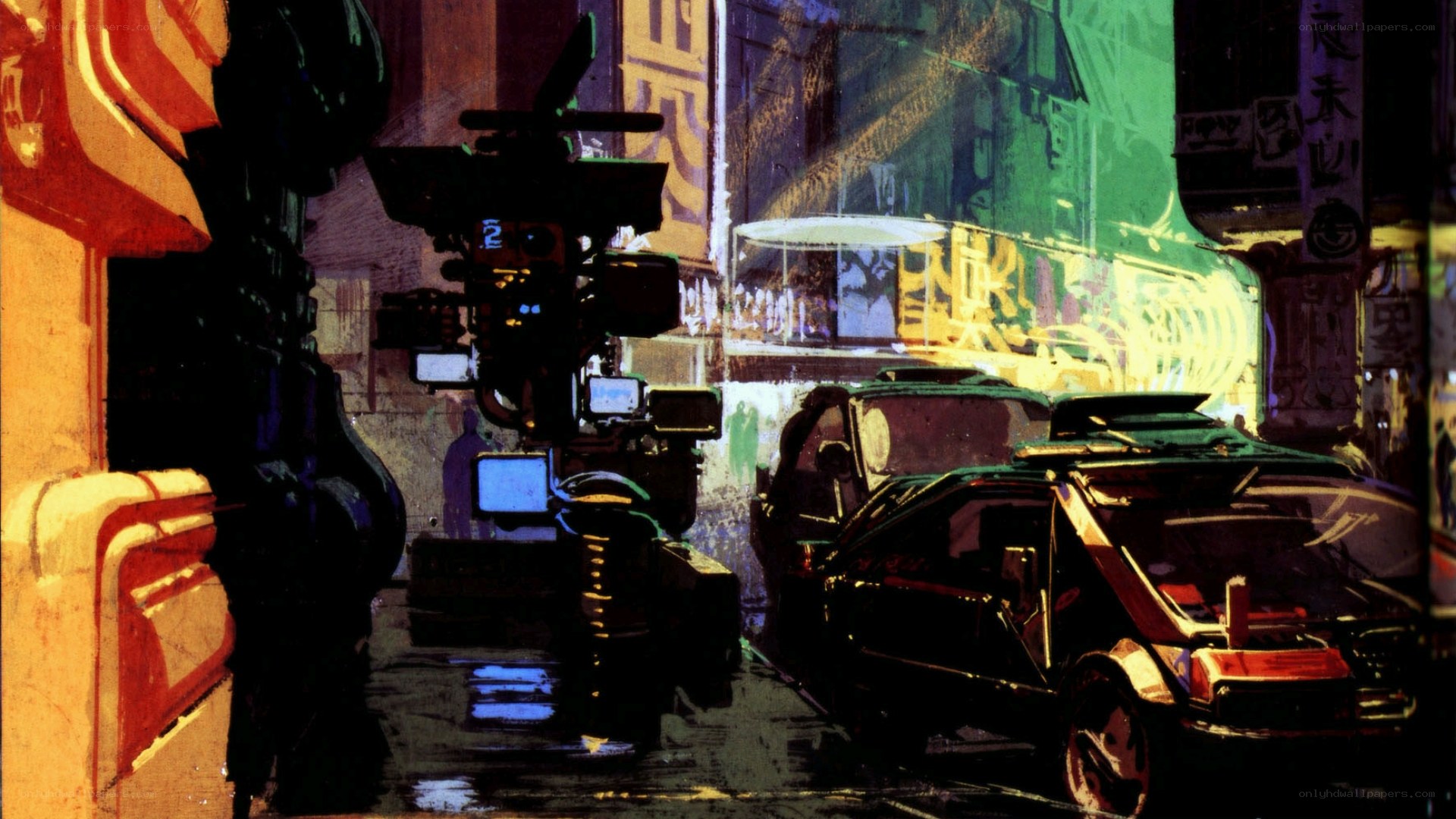cyberpunk city street