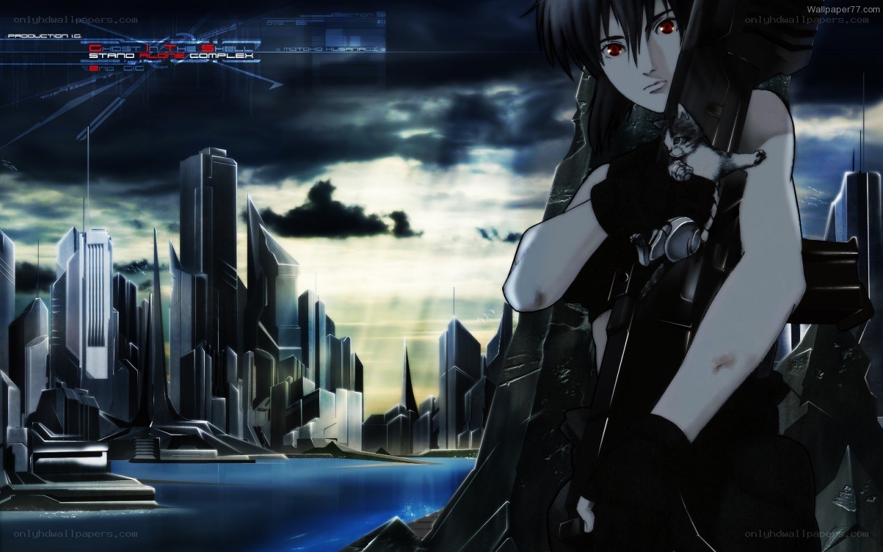 cyberpunk city with anime character