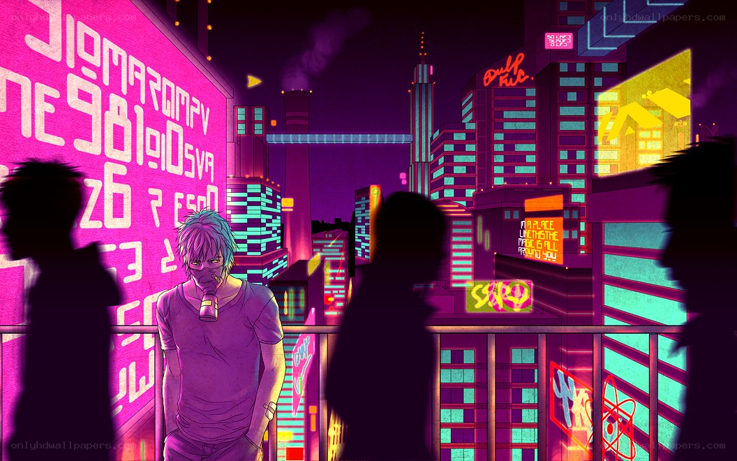cyberpunk cityscape at night