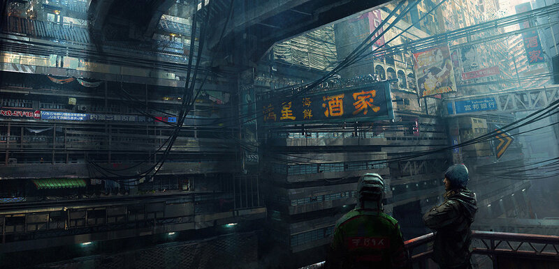 cyberpunk cityscape at night