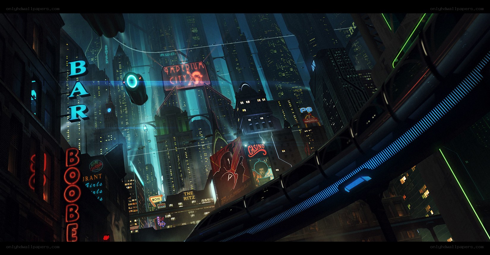 cyberpunk cityscape at night
