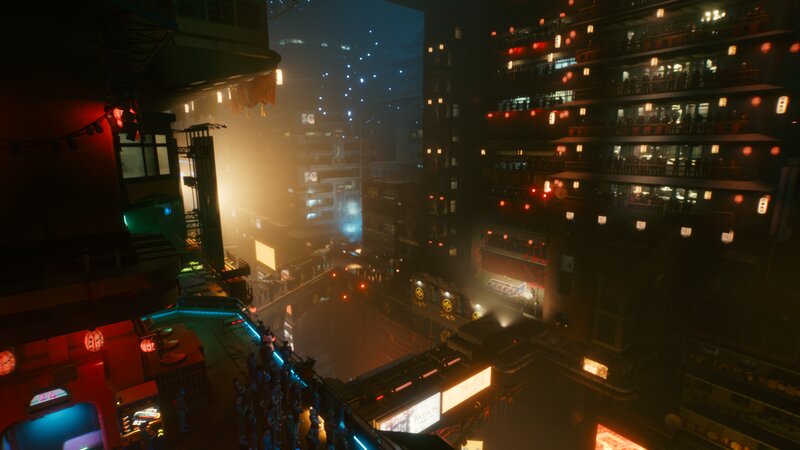 Cyberpunk Cityscape at Night — Black