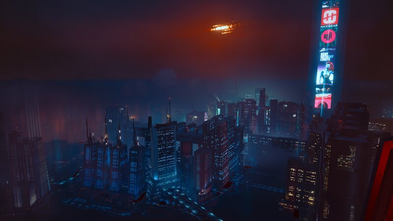 Cyberpunk Cityscape at Night — Blue