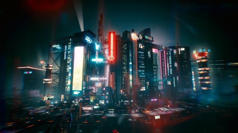 Cyberpunk Cityscape — Black, Dramatic, Night, Digital Art