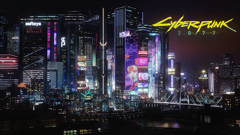 Cyberpunk Cityscape — Black, Dramatic, Night