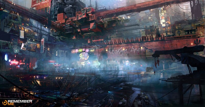 Cyberpunk Cityscape — Blue, Dystopian, Night, Digital Art, Neon Signs